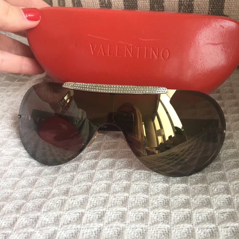 Valentino crystal rare sunglasses gold large Y2K - Picture 8 of 8